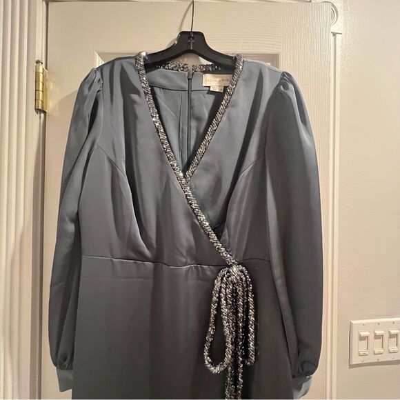 NWT Sachin and Babi Dorthea A-Line Gown Gunmetal with sparkle accent size 8 - Picture 13 of 17